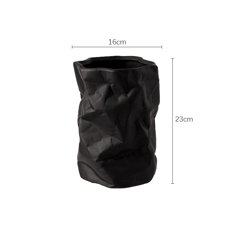 Modern Pleated Ceramic Vase – Artistic White Paper Bag Style - Image 8