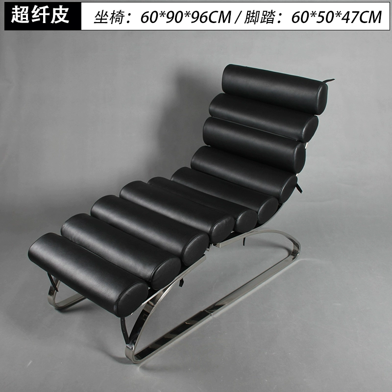 Chusen Sinus Lounge Chair Rib Chair Fishbone Chair Modern Stainless Steel Leather Chair - Image 7