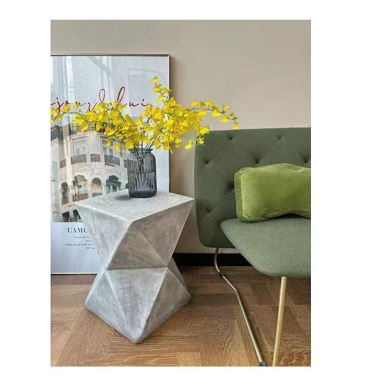 Nordic Imitation Wood Grain Side Table – Minimalist Magnesium Oxide Art Piece - Image 11