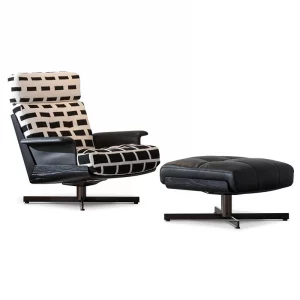 Daiki-Style Rotating Lounge Chair – Light Luxury Leather Leisure Seat