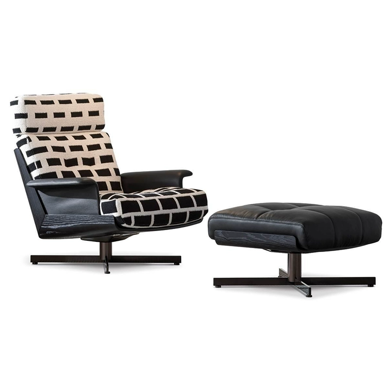 Daiki-Style Rotating Lounge Chair – Light Luxury Leather Leisure Seat