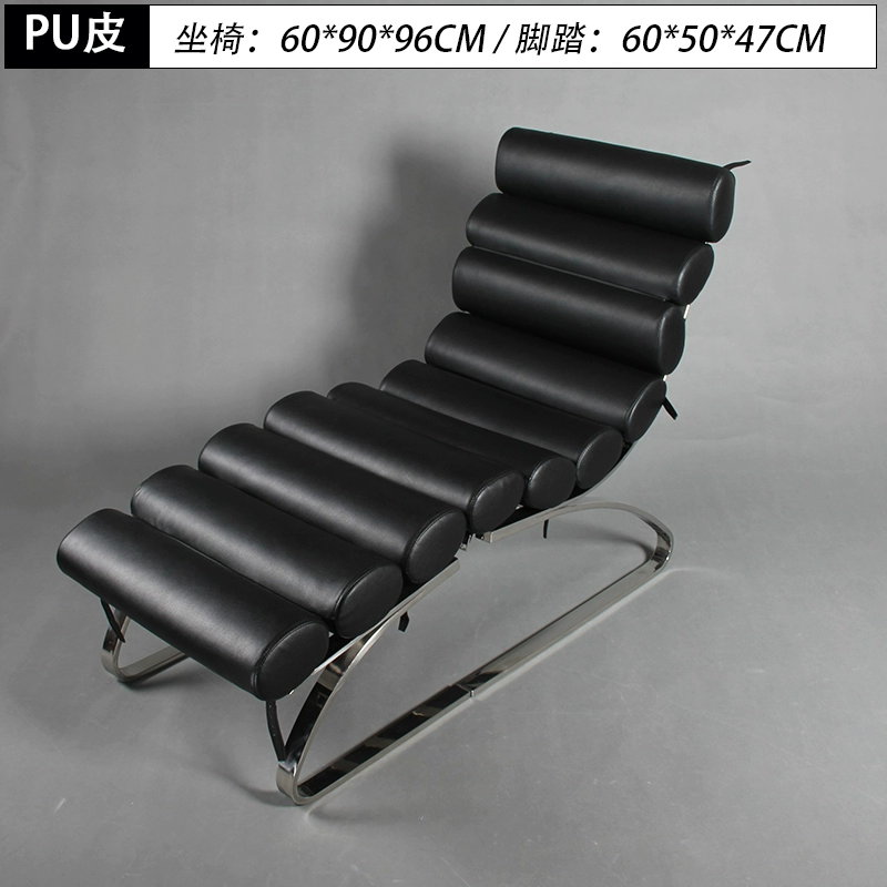 Chusen Sinus Lounge Chair Rib Chair Fishbone Chair Modern Stainless Steel Leather Chair - Image 6