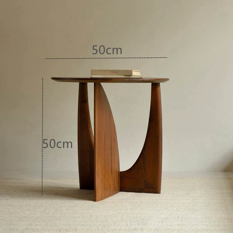 Nordic Geometric Solid Wood Side Table - Image 4