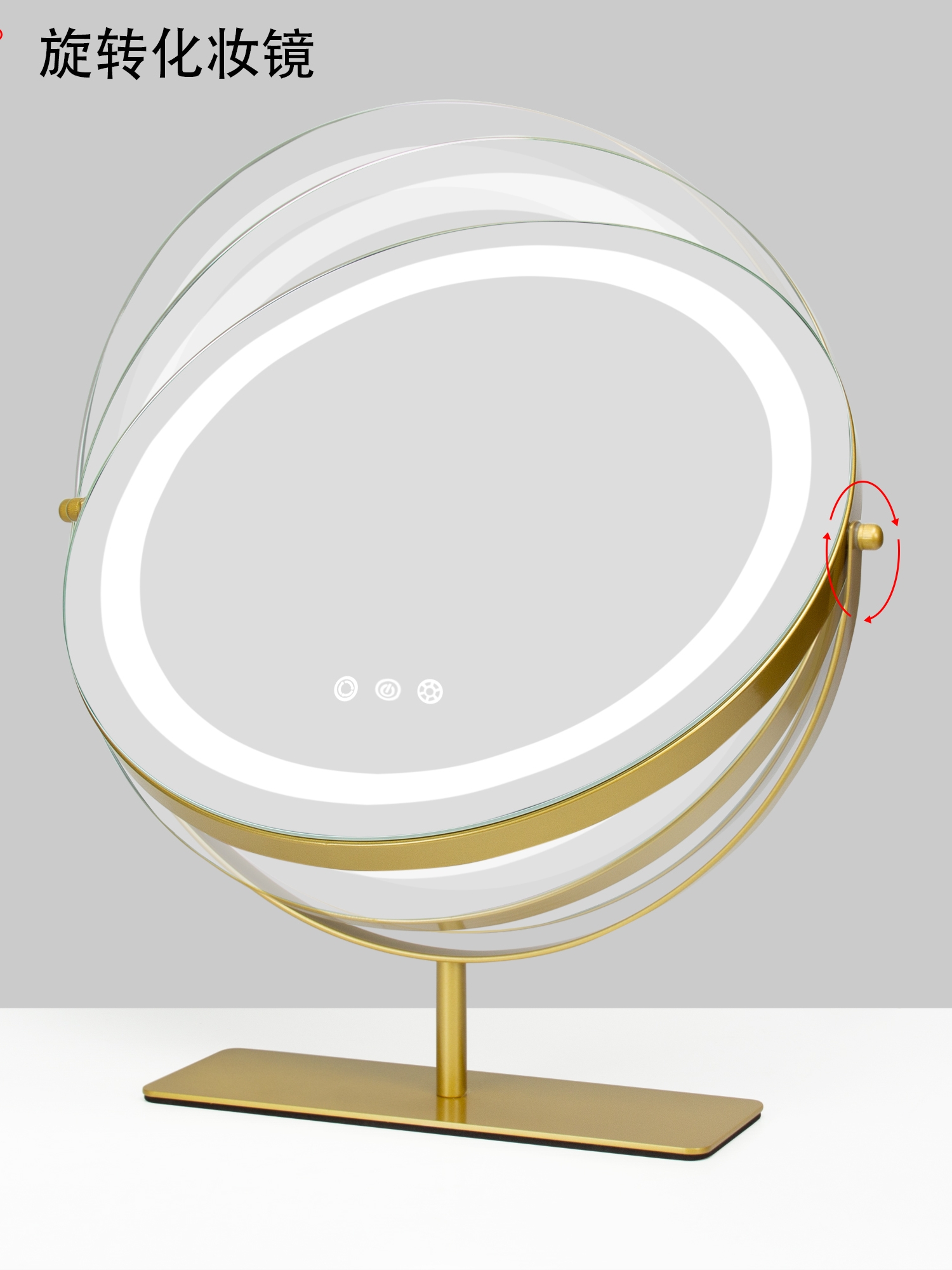 Dressing table LED light makeup mirror desktop rotatable charging large-size smart fill-up makeup mirror Internet celebrity ins style - Image 2