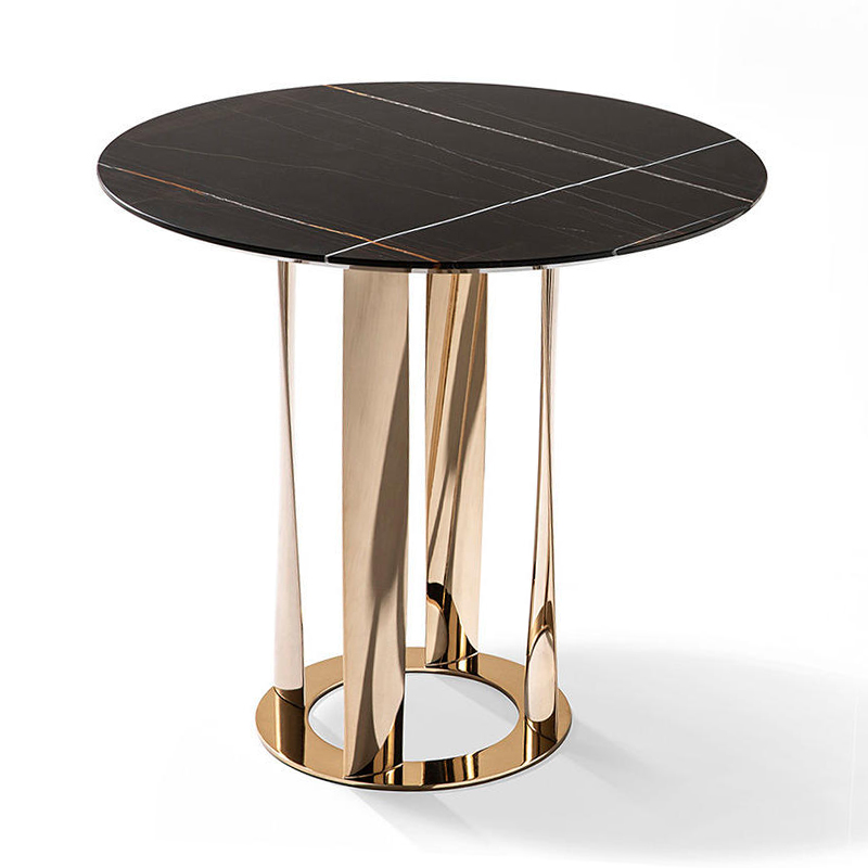 Italian Modern Round Side Table – Light Luxury Stainless Steel Design - Image 4