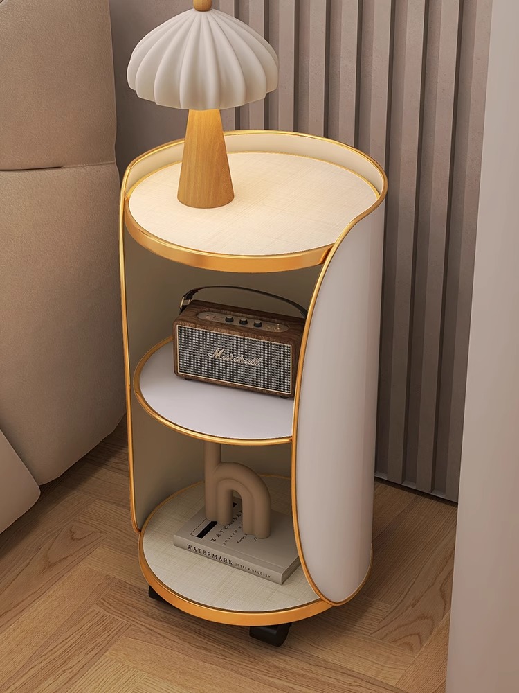 Nordic light luxury bedside table modern simple bedroom bedside cabinet rotating small household storage rack side table - Image 2