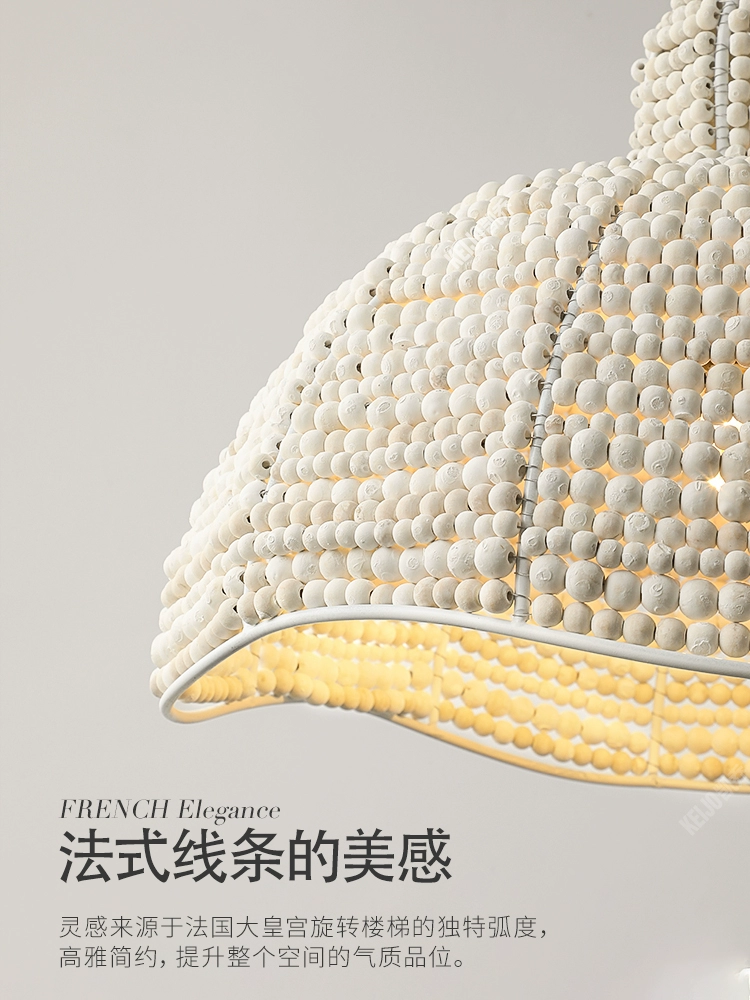 Handmade Wooden Bead Chandelier – French Retro Island & Bedroom Light - Image 3