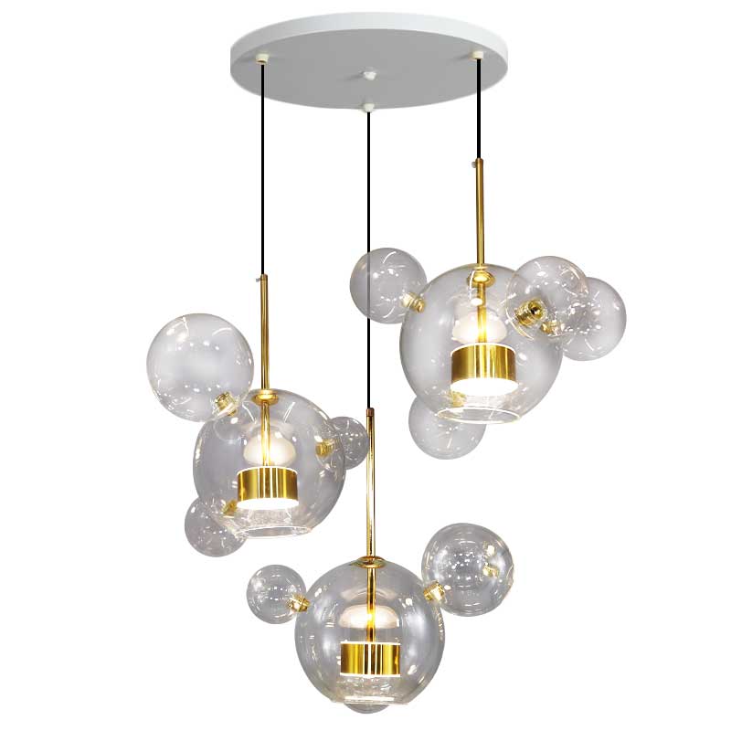 Nordic Bubble Glass Chandelier – Creative Postmodern Mickey-Style Pendant Light - Image 5