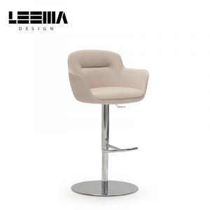Italian Minimalist Leather Bar Chair – Rotating Lift Stool for Modern Spaces