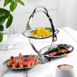 Modern Nordic Folding Fruit & Dessert Rack – Light Luxury Afternoon Tea Stand