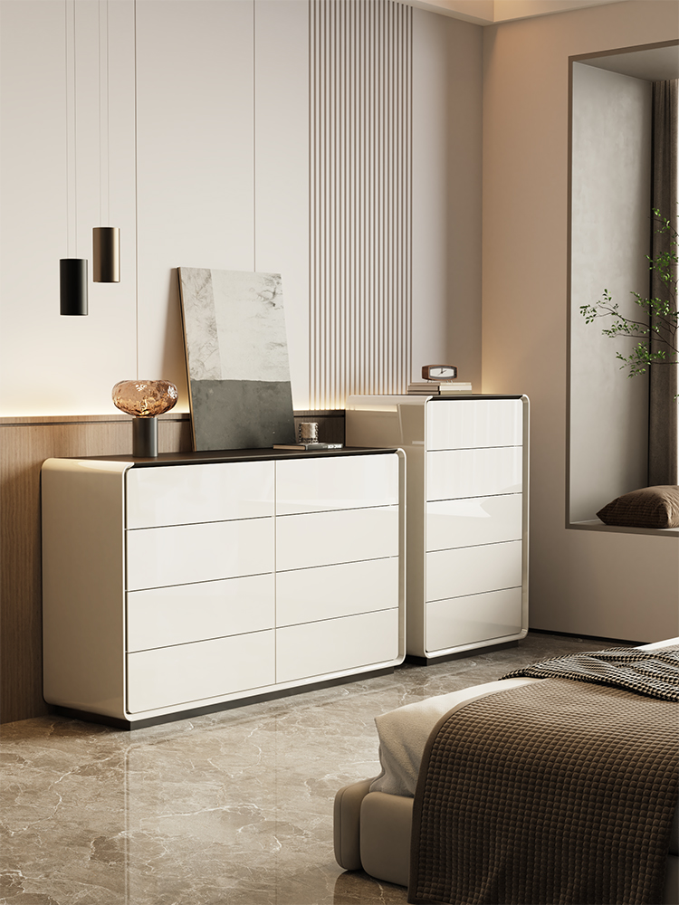 Italian Light Luxury Chest Cabinet – Minimalist Solid Wood Storage Unit - Image 2