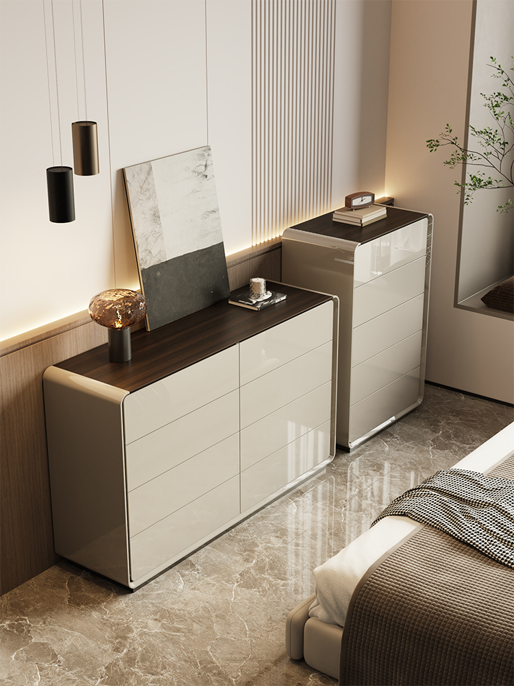 Italian Light Luxury Chest Cabinet – Minimalist Solid Wood Storage Unit - Image 4