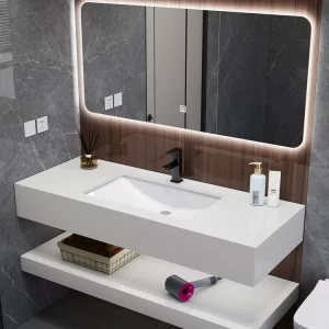 Modern Wall-Mounted Double-Layer Basin Set – Stone Slab Ceramic Bathroom Vanity