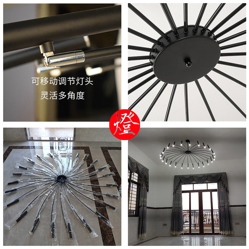 French Black Minimalist Chandelier – Large Nordic Light Luxury Pendant - Image 3