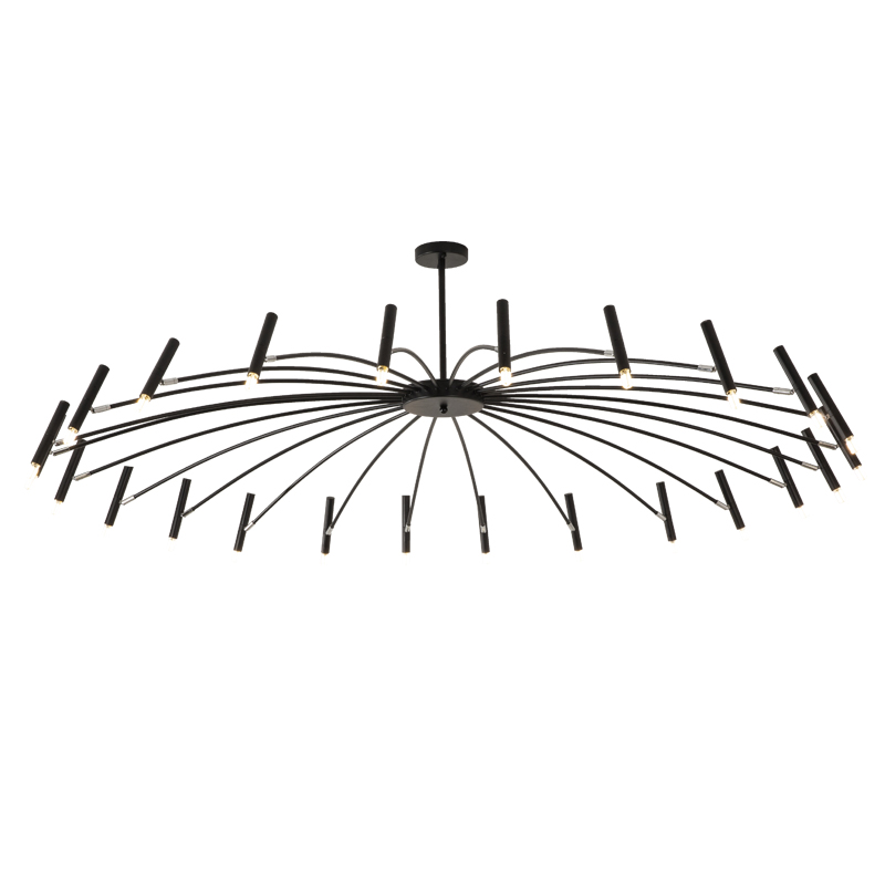 French Black Minimalist Chandelier – Large Nordic Light Luxury Pendant - Image 4