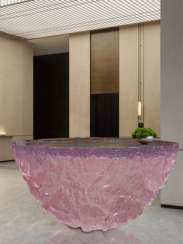 Ocean Heart Round Resin Table – Modern Light Luxury Tea Table for Villa & Hotel - Image 3