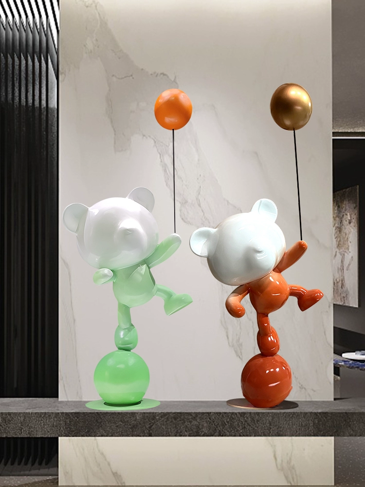 Balloon Bear Art Sculpture – Light Luxury Cartoon Décor for Living Room & Entrance - Image 5