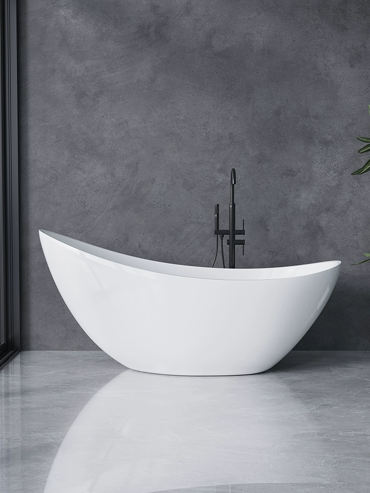 European-Style Moon Bathtub – Thin-Edged Freestanding Acrylic Tub for Homes & Hotels