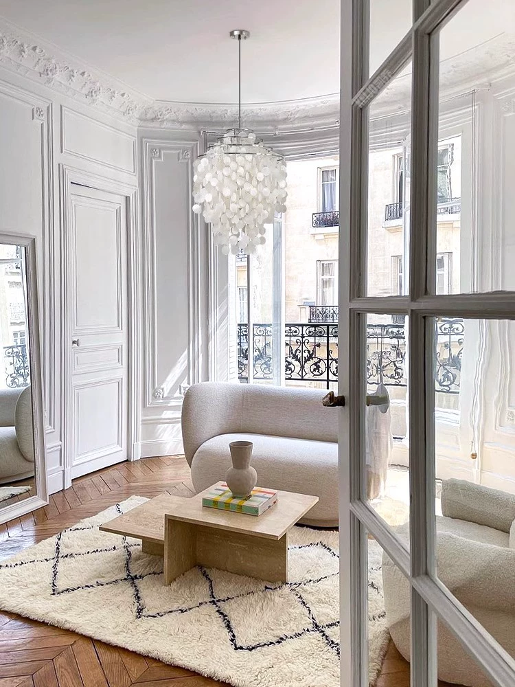 Natural Shell Wind Chime Chandelier – French Romantic Designer Pendant - Image 2