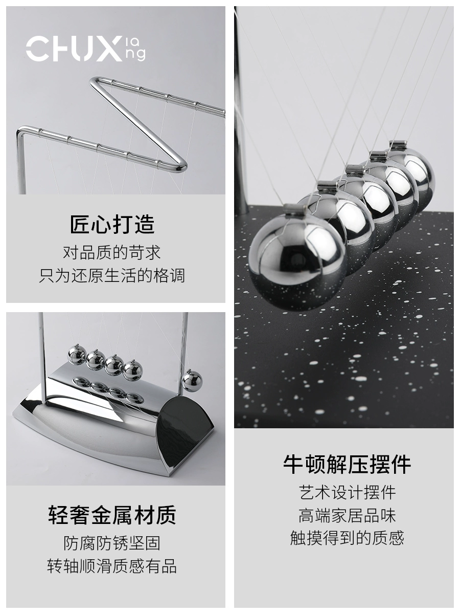 Newton’s Cradle Motion Sculpture – Decompression Desk Ornament for Office & Study - Image 4