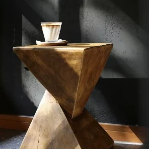 Nordic Imitation Wood Grain Side Table – Minimalist Magnesium Oxide Art Piece