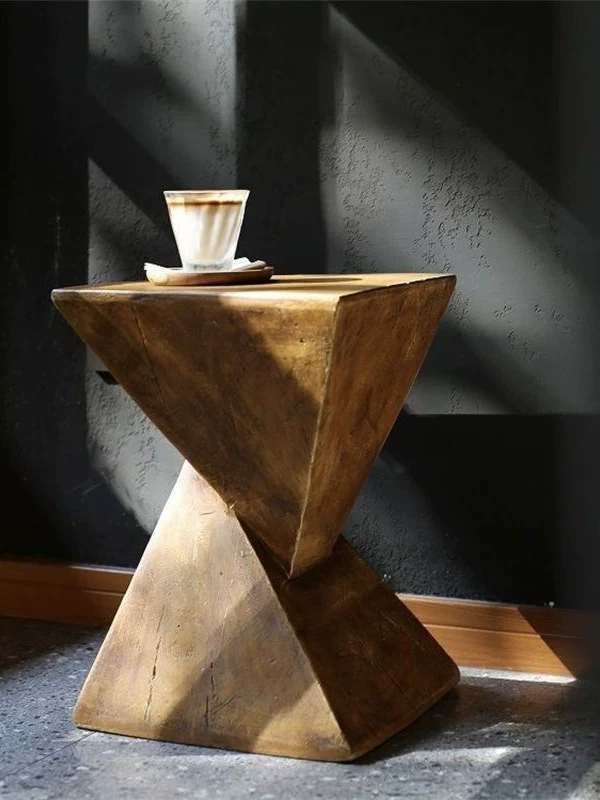 Nordic Imitation Wood Grain Side Table – Minimalist Magnesium Oxide Art Piece