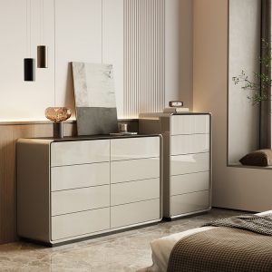 Italian Light Luxury Chest Cabinet – Minimalist Solid Wood Storage Unit