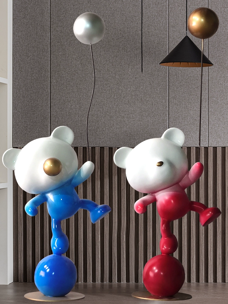 Balloon Bear Art Sculpture – Light Luxury Cartoon Décor for Living Room & Entrance - Image 2