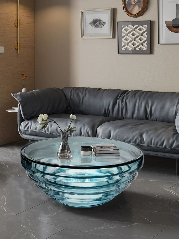 Ocean Heart Round Resin Table – Modern Light Luxury Tea Table for Villa & Hotel - Image 4