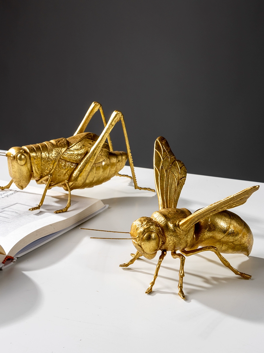 European light luxury simulated golden cricket insect ornament model room study creative designer table soft decoration - Image 2