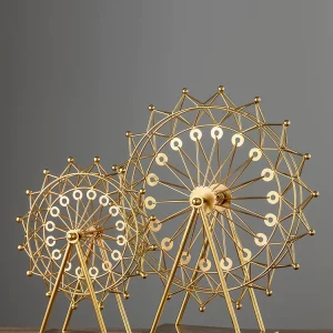 Golden Ferris Wheel Sculpture – Rotating Light Luxury Home & Desktop Ornament