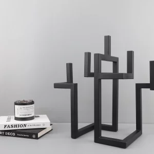 Nordic Geometric Metal Candlestick – Light Luxury Decor for Home & Hotels