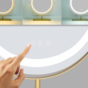 Dressing table LED light makeup mirror desktop rotatable charging large-size smart fill-up makeup mirror Internet celebrity ins style