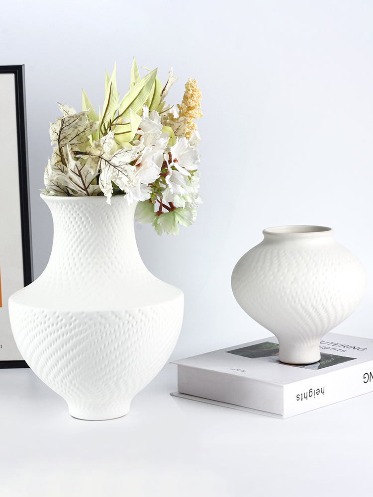 Nordic Textured Ceramic Vase – Artistic Home & Store Décor - Image 3
