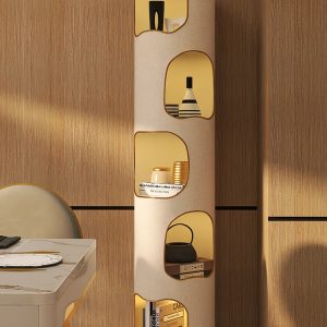 Modern Tree-Hole Bookcase – Vertical Narrow Storage Cabinet