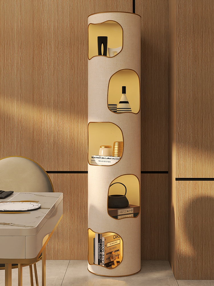 Modern Tree-Hole Bookcase – Vertical Narrow Storage Cabinet