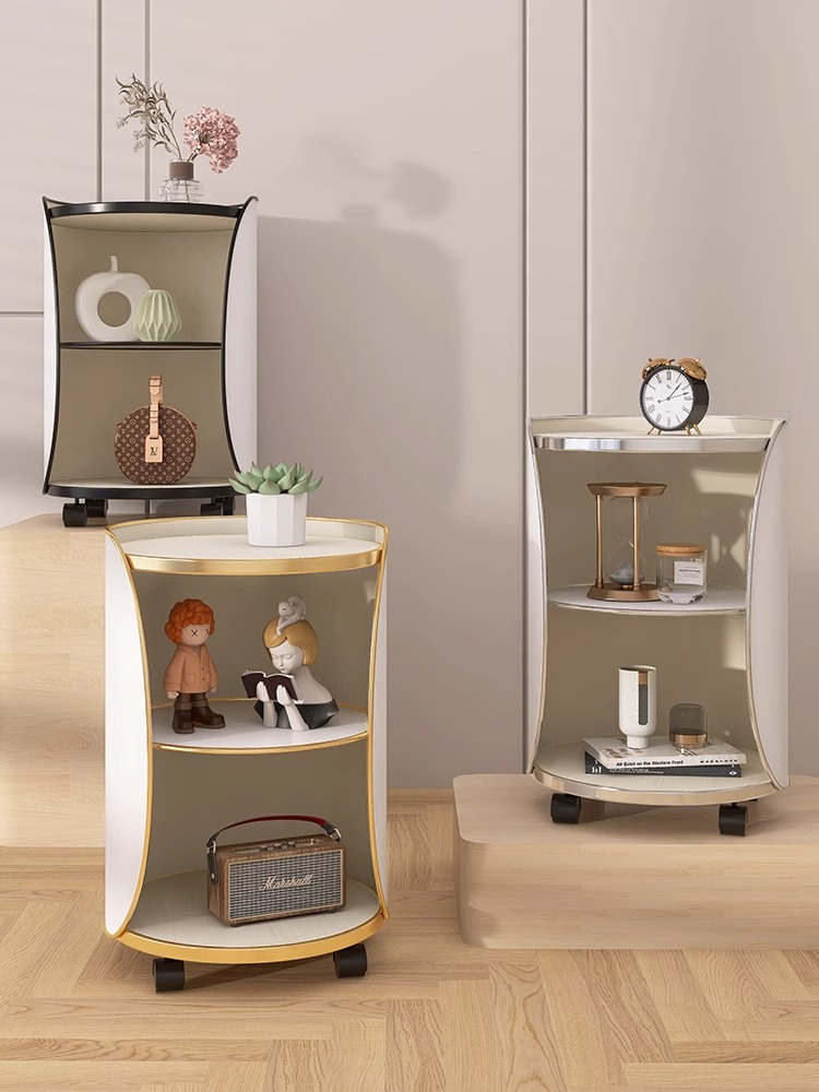 Nordic light luxury bedside table modern simple bedroom bedside cabinet rotating small household storage rack side table - Image 4