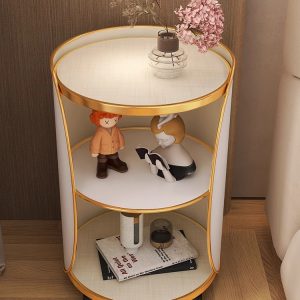 Nordic light luxury bedside table modern simple bedroom bedside cabinet rotating small household storage rack side table