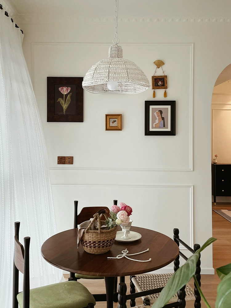 Handmade Wooden Bead Chandelier – French Retro Island & Bedroom Light - Image 2