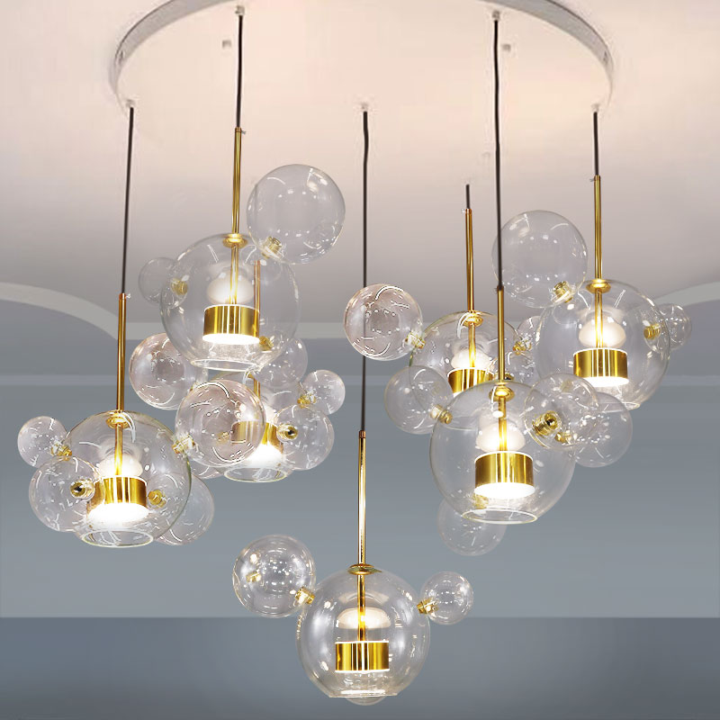 Nordic Bubble Glass Chandelier – Creative Postmodern Mickey-Style Pendant Light - Image 3