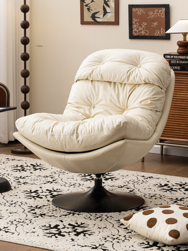 Eggshell Designer Swivel Chair – Light Luxury Lazy Lounge for Living & Balcony - Image 5