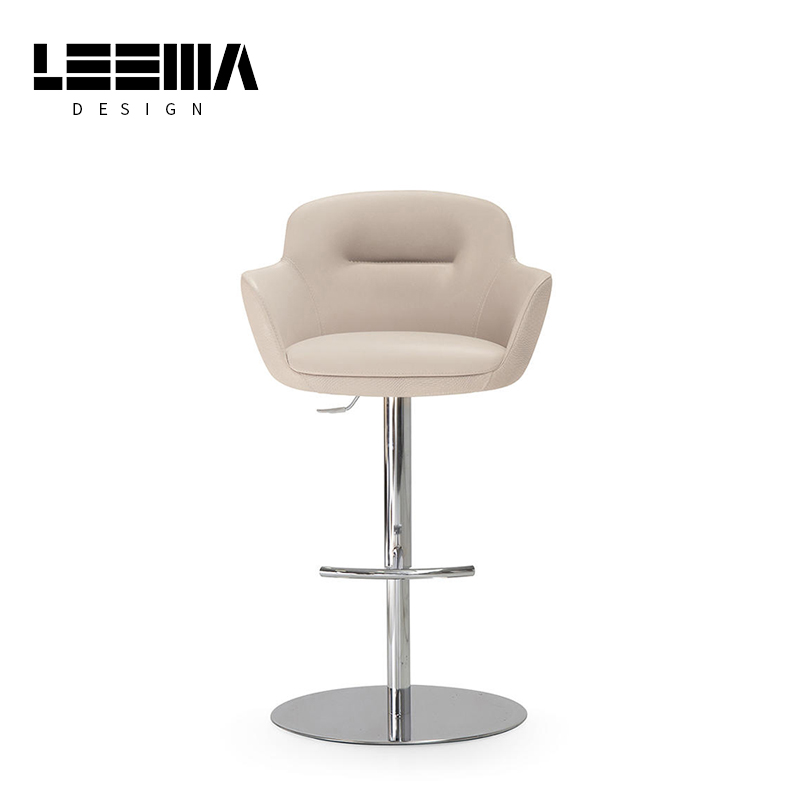 Italian Minimalist Leather Bar Chair – Rotating Lift Stool for Modern Spaces - Image 2