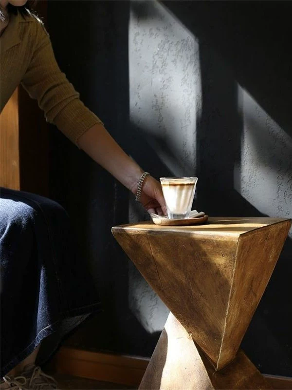 Nordic Imitation Wood Grain Side Table – Minimalist Magnesium Oxide Art Piece - Image 4