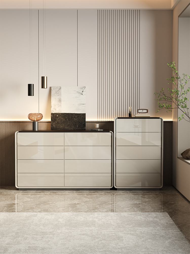 Italian Light Luxury Chest Cabinet – Minimalist Solid Wood Storage Unit - Image 3