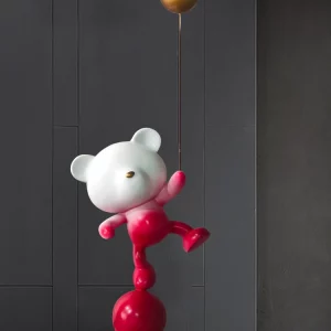 Balloon Bear Art Sculpture – Light Luxury Cartoon Décor for Living Room & Entrance