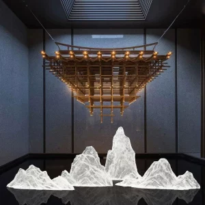 Transparent Resin Rockery Sculpture – Modern Decorative Art for Villa & Hotel Spaces