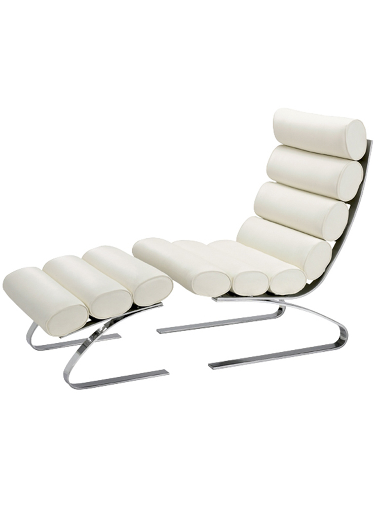 Chusen Sinus Lounge Chair Rib Chair Fishbone Chair Modern Stainless Steel Leather Chair - Image 5