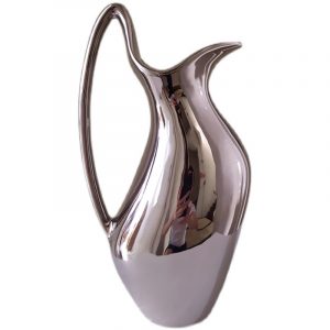 Modern Silver Ceramic Vase – Light Luxury Pot-Shaped Décor
