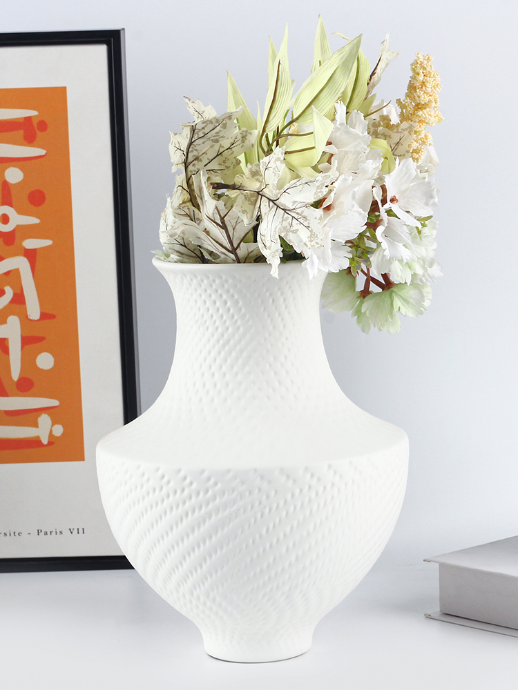 Nordic Textured Ceramic Vase – Artistic Home & Store Décor - Image 4