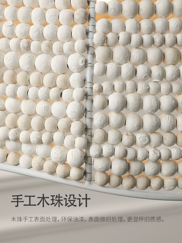 Handmade Wooden Bead Chandelier – French Retro Island & Bedroom Light - Image 4